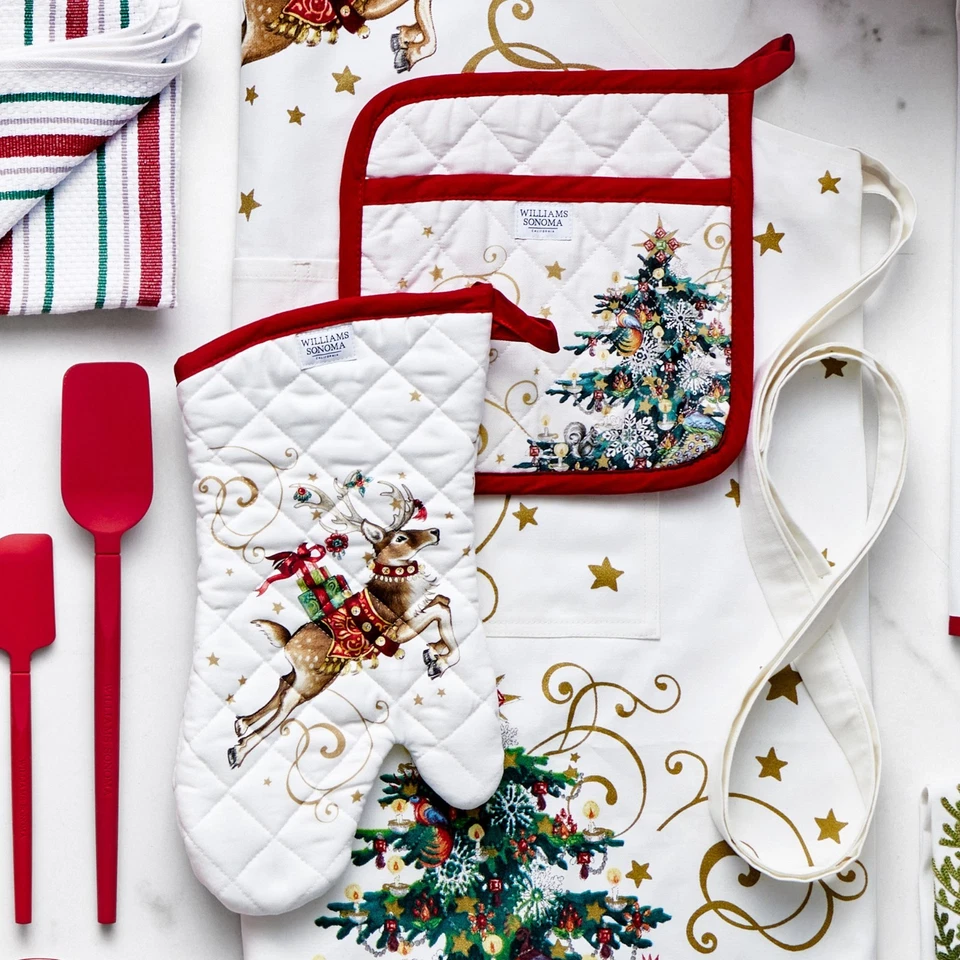 NEW Williams Sonoma Twas the Night Christmas Set of 2 Oven Mitt & Potholder NWT - Image 4 of 4