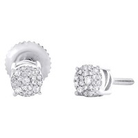 10K WeißGold NatüRlicher Diamant 4Mm Hip-Hop Cluster Rund Ohrstecker 1/10 Karat
