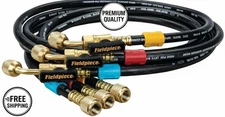 Fieldpiece HR3B Ball Valve Refrigerant Hose Set (3) with Color Tags - 1/4" x 1/4