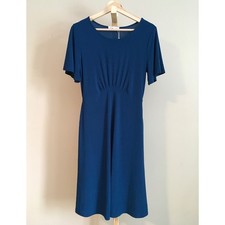 West K Womens Teal Blue Elli flutter sleeve Midi Dress with Pockets Size S