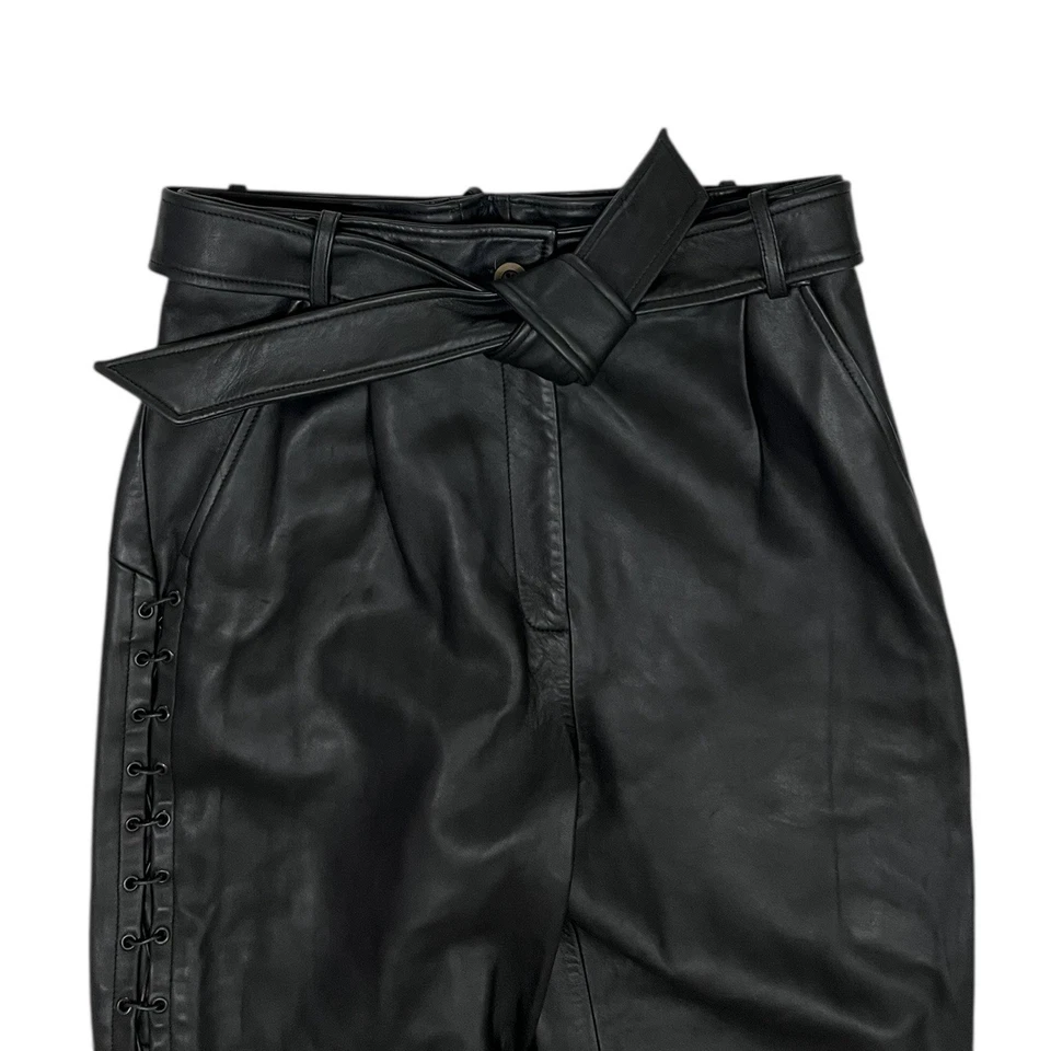 Sass & Bide Pants Size 42 / 12 M Black Lamb Leather Ready Or Not Pant Tie Belt — 第 4/4 张图片