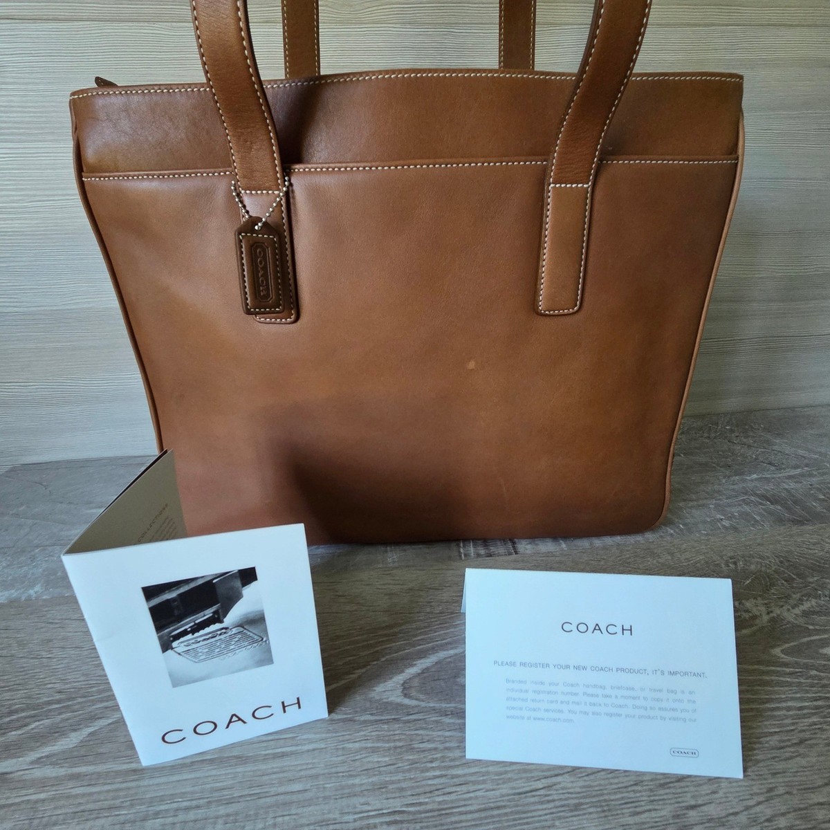 Vintage Coach 5209 Brown Leather Business Tote Laptop Briefcase Y2K Shoulder Bag View 5