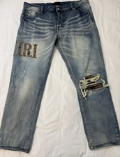 Amiri Clay Indigo Camouflage Core Applique Logo Jeans Size 38