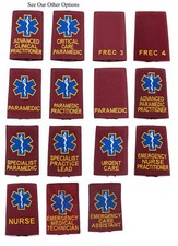 Medical epaulettes Healthcare Sliders on Red PARAMEDIC URGENT CARE FREC 3