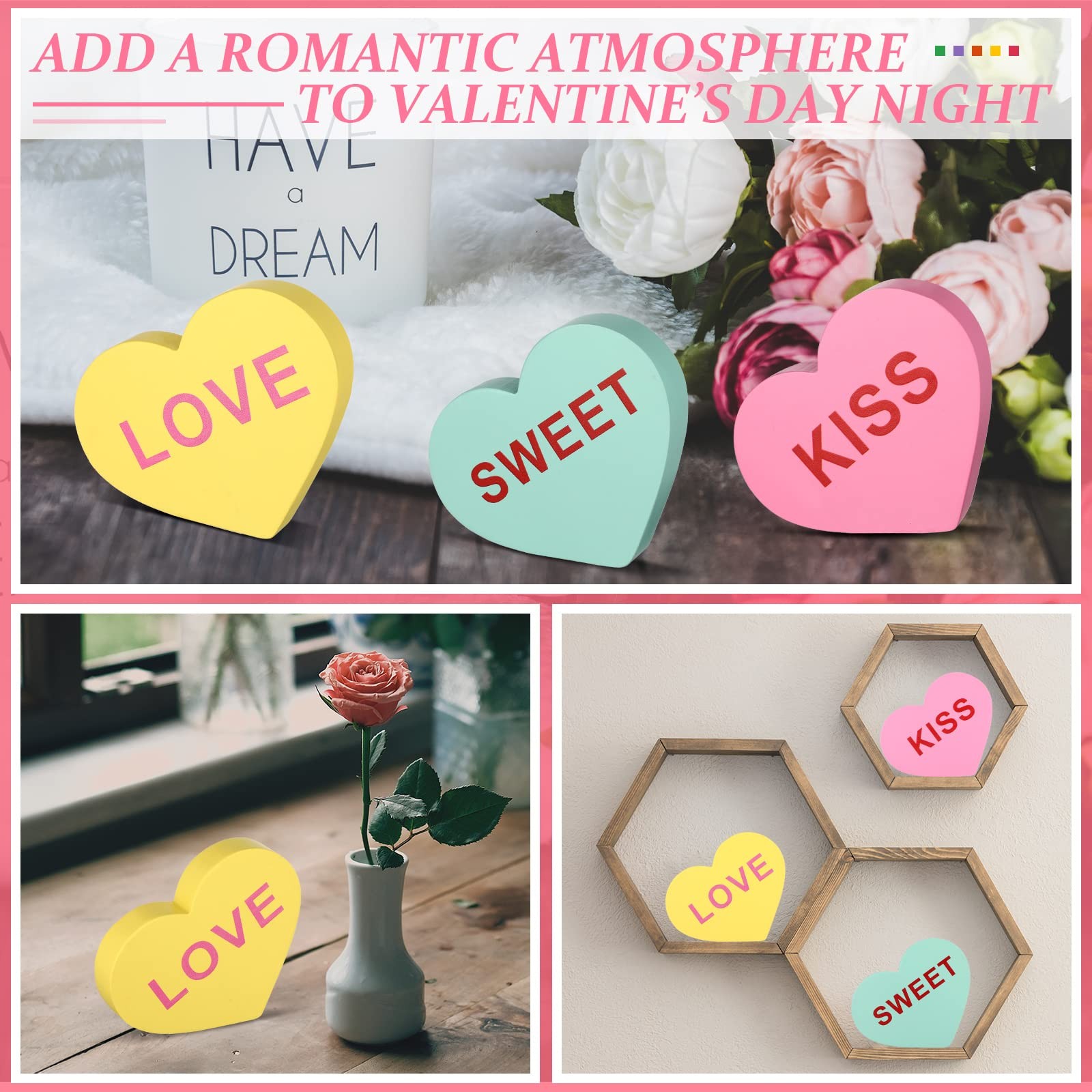 3 Pcs 5 Inch Large Valentine Conversation Heart Decorations for Home Valentin... thumbnail 4