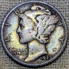 1929 D Mercury Dime VG/Fine : Rainbow Tone, Low Mintage 5M - .9 Fine Silver