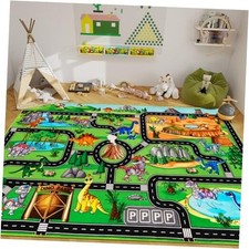 Kids Rugs for Playroom 59" 39.4" Dinosaur Car Play Mat Robot Dinosaur Park