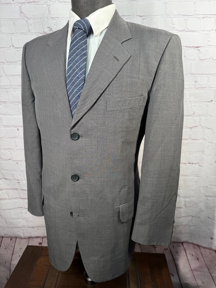 Calça BRUNO BOCELL masculina oliva ajuste clássico plissada 2 peças terno 40R jaqueta 36x30 - Imagem 3 de 4