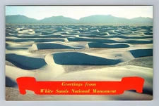Las Cruces NM Banner Greetings White Sands Nat'l Monument Vintage Postcard