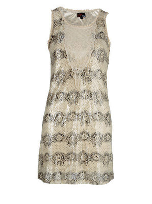 Yumi S Womens Cream Dymond Sequin Dress BNWT Lined Shift Brand New NWT 8 - 10