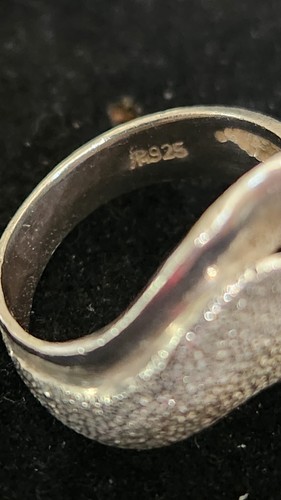Vintage Designer Textured 925 Sterling Silver Modernist Wave Ring. size 7 - Picture 11 of 16