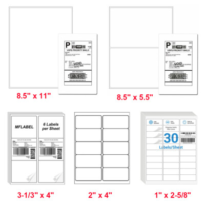 Shipping Labels 8.5 x 5.5 Half Sheet Self Adhesive For Laser and Inkjet Printer