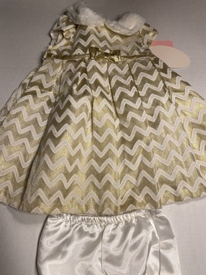 jona michelle baby girls gold white christmas holiday dress size 12 months  | eBay
