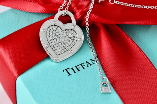 Return To Tiffany & Co. 18K White Gold Diamond Pave "LOVE" XL Heart Necklace - Picture 8 of 12