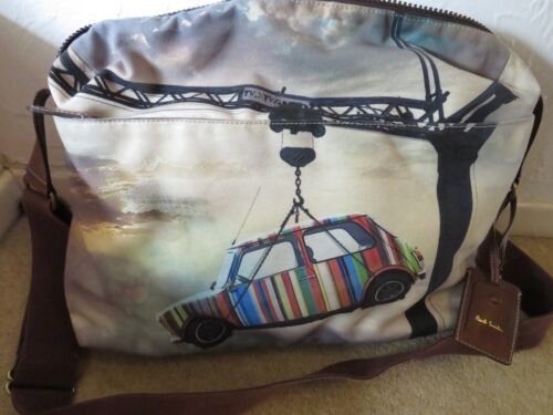 PAUL SMITH Striped Mini Cooper Printed Canvas Clutch Pouch Laptop Bag - Afbeelding 1 van 9