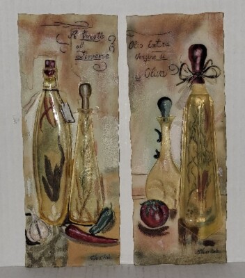 Ceramic Wall Hangers Olive Oil Tomato Onion Peppers 