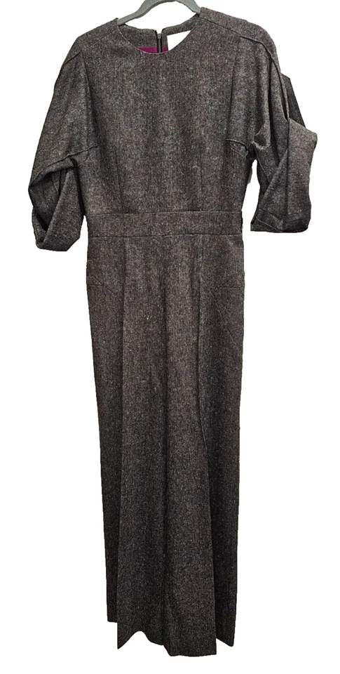 Traje de Salto ANTONIO BERARDI Gris Lana Virgen con Mangas Enrolladas - Talla 42 Foto 2 de 4