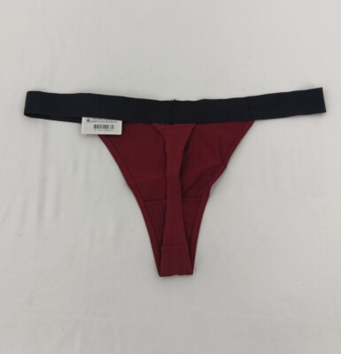 DKNY Woman's Thong Underwear Maroon/Black Large Style DK5004 AC7