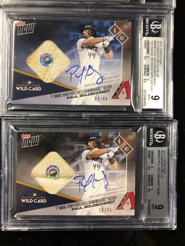 2017 Topps Now Wild Card PAUL GOLDSCHMIDT BGS relique automatique comme neuve /25, /49, liquidation /99