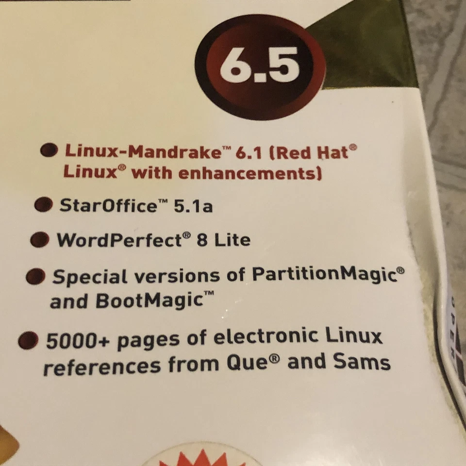 RED HAT LINUX MANDRAKE 6.5 DELUXE OPERATING SYSTEM - New Open Box - Image 2 of 4