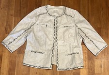 Chico s Women s Size 3 Beige Linen Snake Print Blazer Coat-U