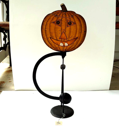 Halloween Jack O' Lantern Pendulum 20" Tall Metal with Gravity Activated Eyes