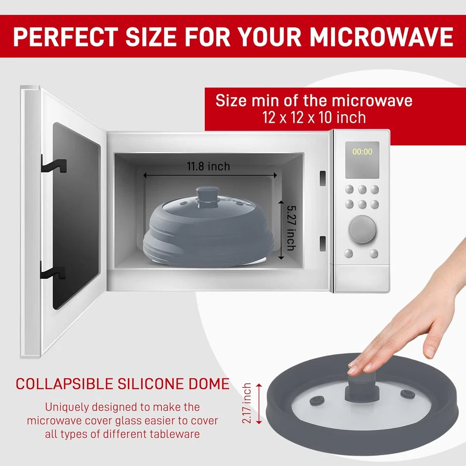 Microwave Splatter Cover Glass-Collapsible Microwave Splatter Cover Plate & Bowl - Image 2 of 4