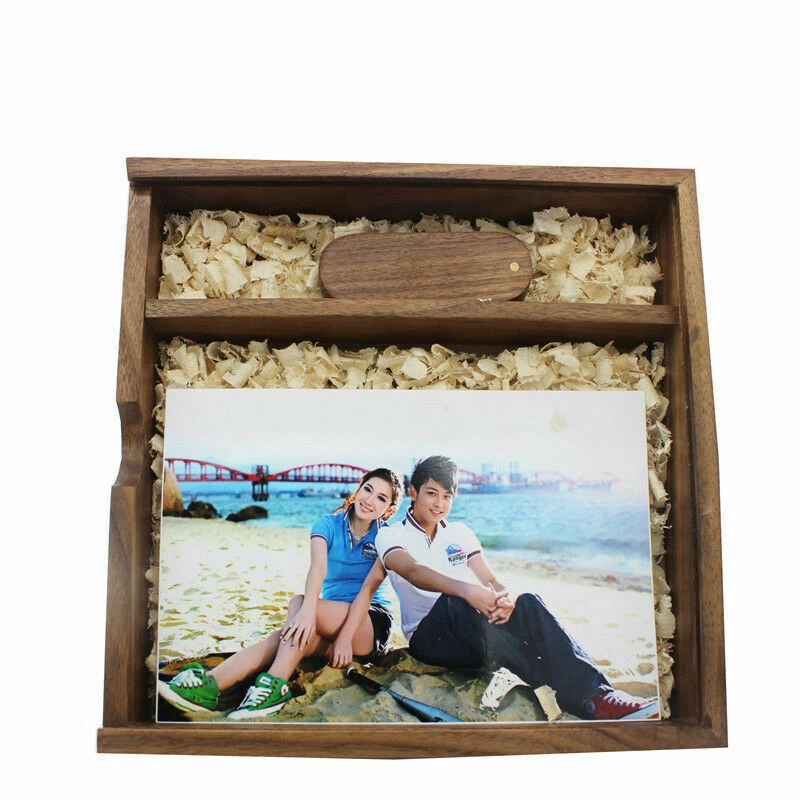 4 x 6 Photo Box Wood USB Flash Drive Free Custom Funeral Wedding Name Photo logo - Image 3 of 4