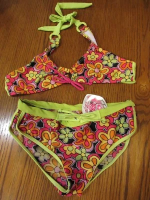 NWT 2 B REAL Special Edition 2 pc Colorful Bikini Teen Girl Size 14/16 - Image 1 of 2