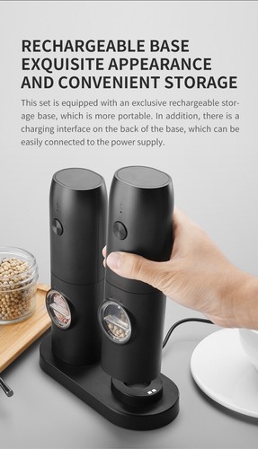 2PCS Electric Salt And Pepper Grinder Set, Rechargeable Salt & Pepper Mill NEW - Picture 13 of 18
