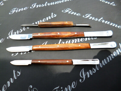 Wachsmesser n. Fahnenstock +Lessmann 13cm & 16cm 4tlg,Zahntechniker,Modellierung