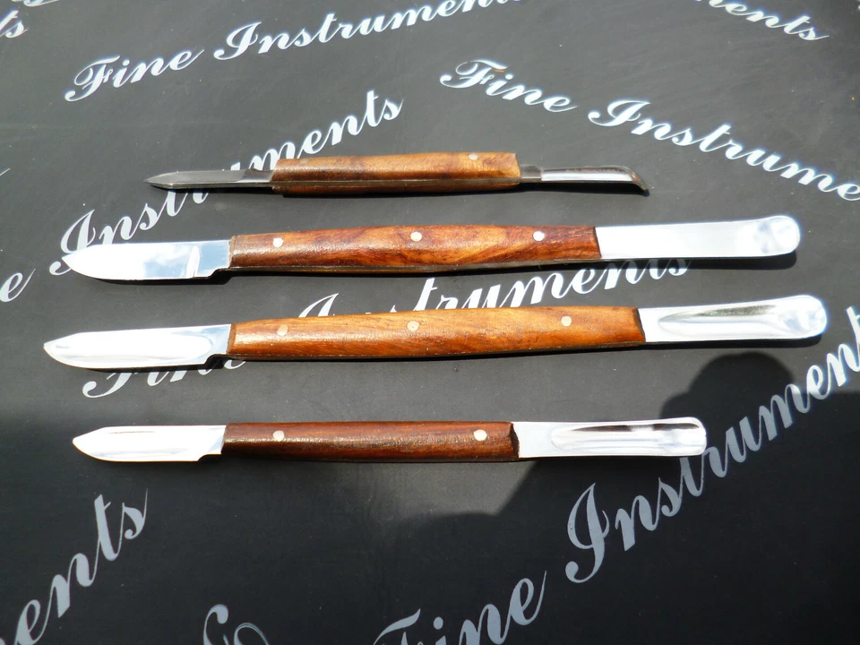 FINE INSTRUMENTS Wachsmesser n. Fahnenstock +Lessmann 13cm & 16cm 4tlg,Zahntechniker,Modellierung