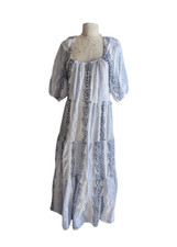 ZARA Bloggers Favorite Printed & Embroidered blue white maxi Sz Medium dress
