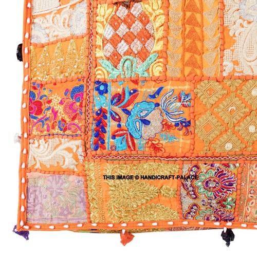 Indian Patchwork Large Floor Ottoman Pouf Cushion Pillow Cover Square Dog Bed - Picture 40 of 47