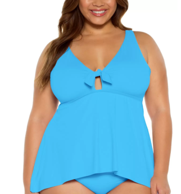 Becca Etc Plus Size Tankini Top Women's Swimsuit Blue Size 3X (22-24) 2731