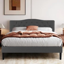 VECELO Twin Full Queen Bed Frame Upholstered Platform Bed with Tufted Headboard
