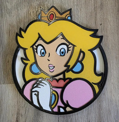 Peach Super Mario Wall Art Decoration   3D Layered Design  