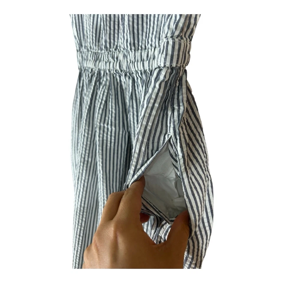 Crewcuts By J. Vestido Crew Niñas Azul Seersucker Espalda Baja Rosa Neón Borde Talla 10 Foto 3 de 4