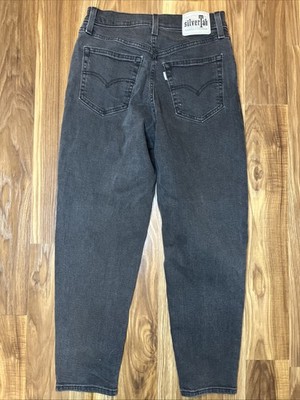 Levis Silver Tab Mom Jeans 27 Black Womens High Rise Retro Ankle Length