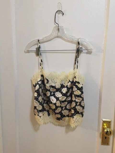 NEW DOEN  Loure Lace-trimmed Floral-print Silk-satin Camisole Sz S $250 - Image 4 of 4