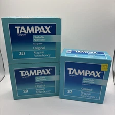 Vintage 1992 TAMPAX Tampons Original Regular Absorbency 2 New 1 Partial Box Prop