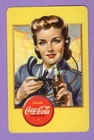 Single Swap Playing Card VINTAGE DRINK COCA COLA AD MILITARY LADY BOTTLE SODA MT