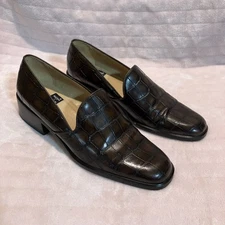 Nine West Vintage Women's Leather Croc Embossed Loafer - 7 1/2 W