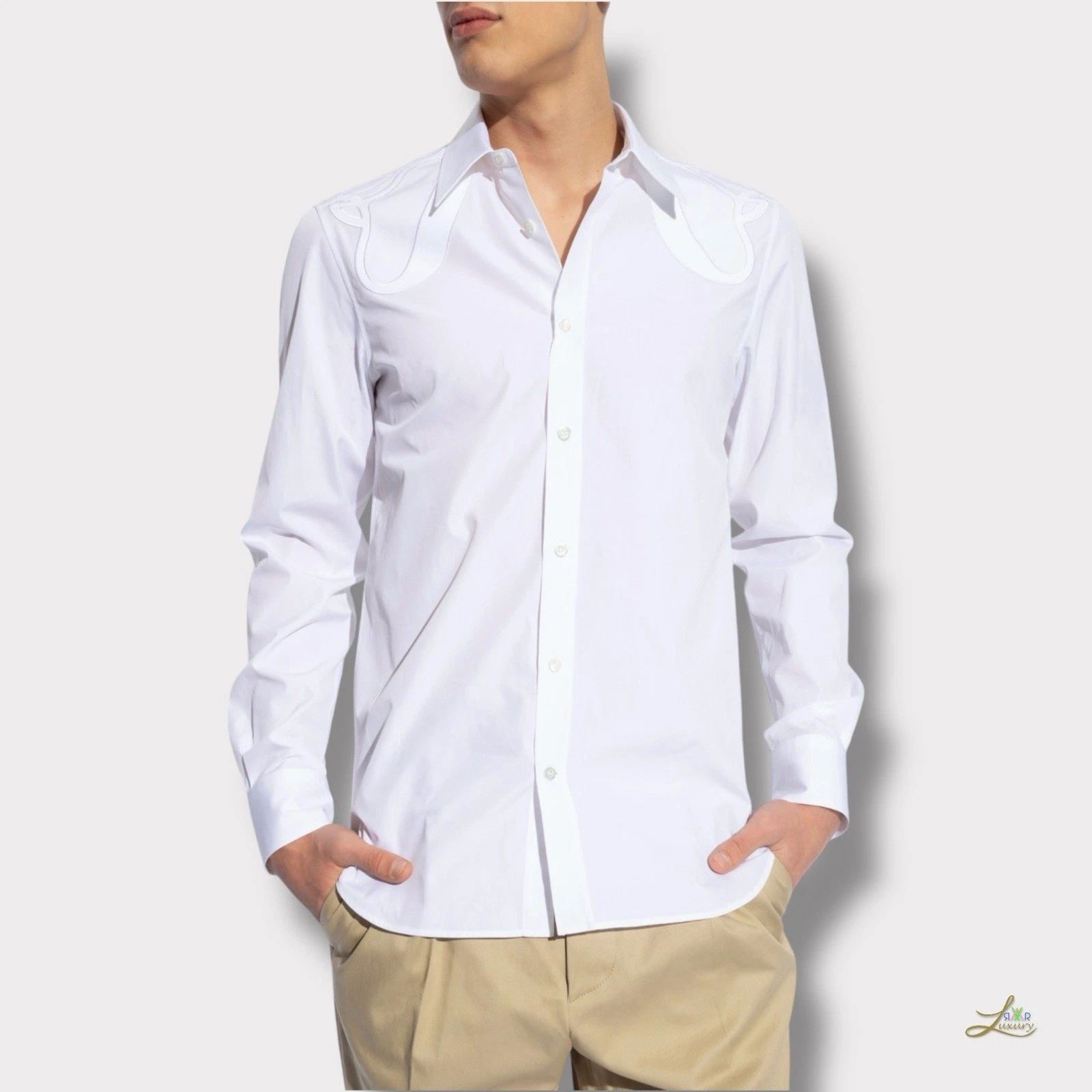 Camicia Alexander McQueen mezza manica con imbracatura taglia 15