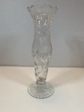 Vintage Glass German Democratic Republic Hand Cut Lead Crystal Glass Vase