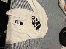 Adidas Basic Badge of Sport Long Sleeve T Shirt Small,White, MSRP 35