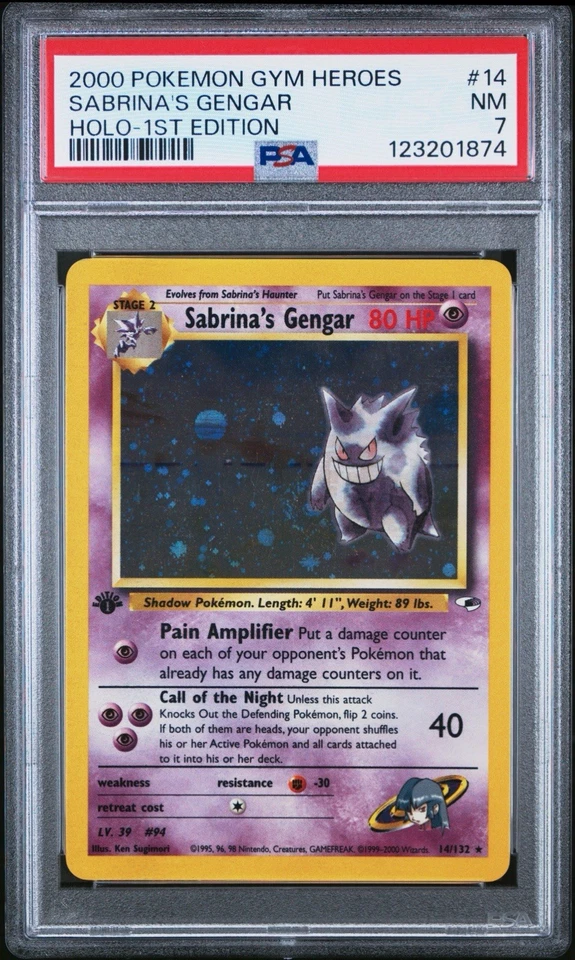 1st Edition Sabrina’s Gengar Holo 14/132 - Gym Heroes - PSA 7 NM - Image 3 of 4
