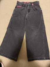 Vintage JNCO Baggy Jeans Y2K Tiger Embroidered Black 9.5 Wide Leg Pants Boys 8