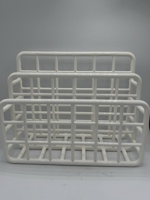 Vintage 1980s Yaffa Design Catch-All Desk Storage Organizer Rack White Plastic