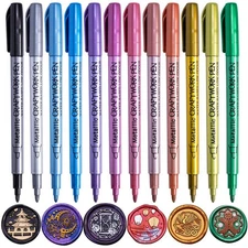 Wax Seal Kit, 12PCS Metallic Marker Color Pen for Decorating Wax Seal Stamp, ...